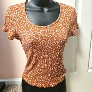 Floral Waffle Print Women's Top